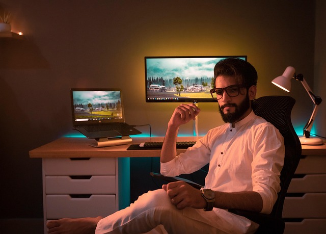 video conferencing setup with remote collaboration tools on dual monitors